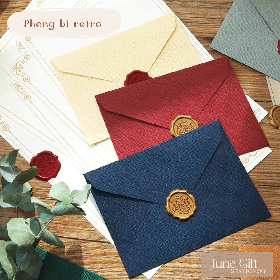 Phong bì thư vân vải linen phong cách cổ điển