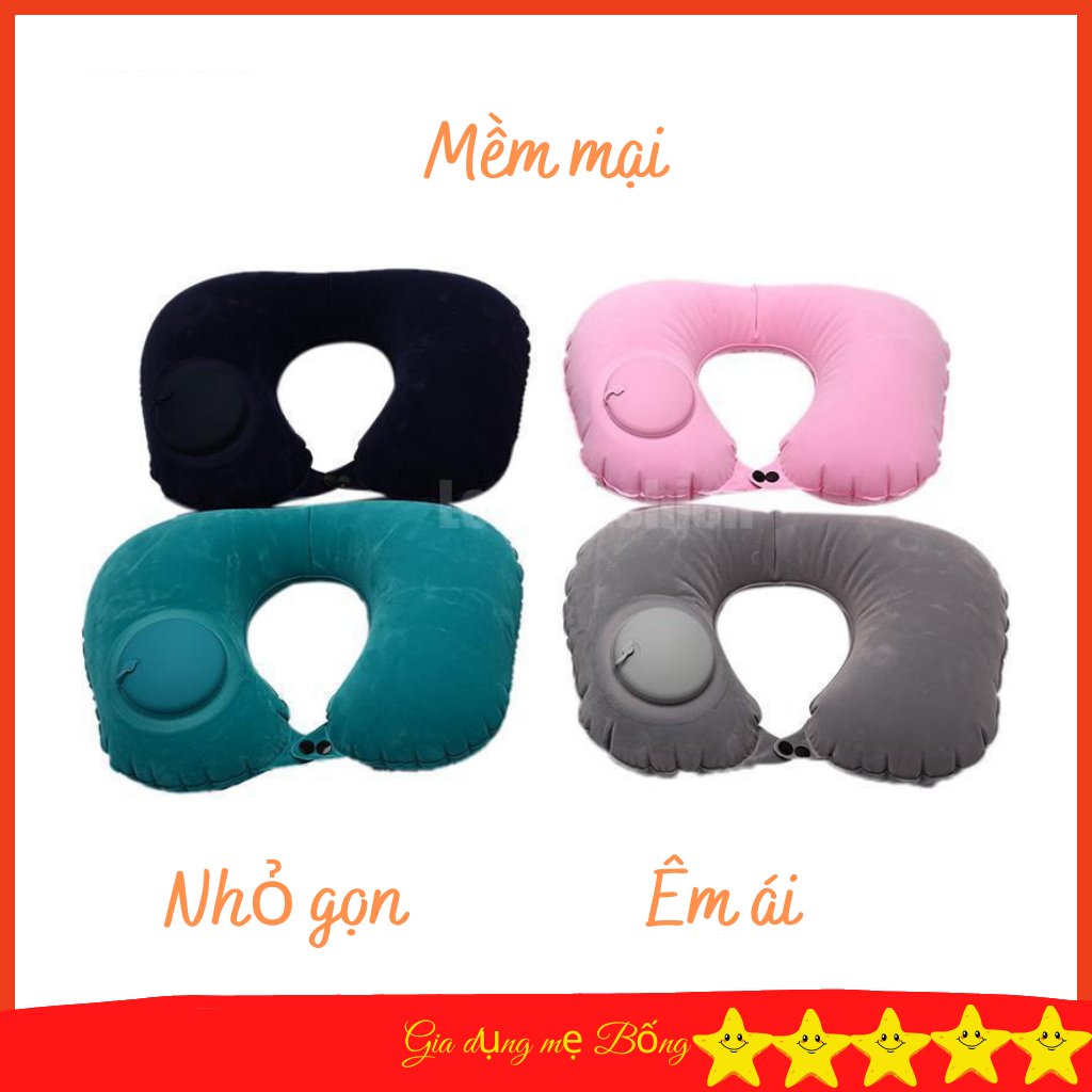Gối cổ chữ U tự bơm hơi, có thể gấp gọn, gối cho cả nam nữ, dùng khi đi xe, đi dã ngoại, ngồi ghế văn phòng,...