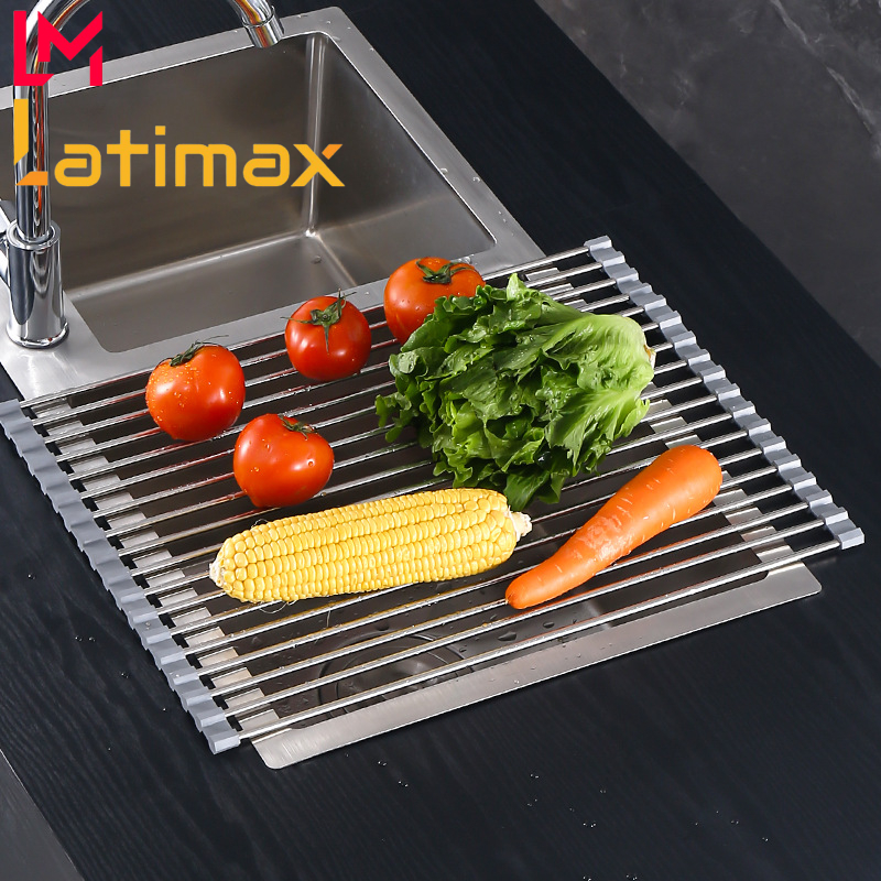 Kệ gác bồn rửa bát Inox 304 gấp gọn Latimax - Giá gác gồn rửa chén đa năng