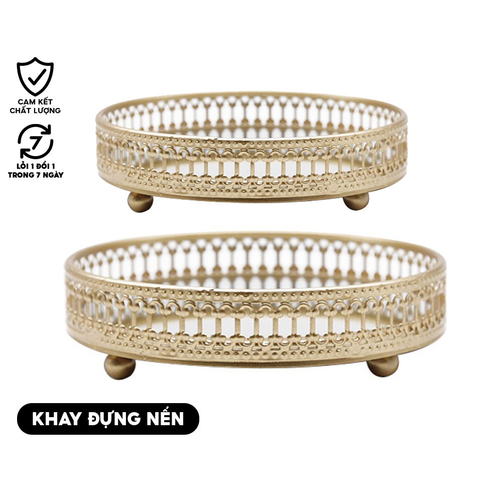 [PHỤ KIỆN NẾN THƠM] Khay gương decor Luxury - Khay đựng nến thơm Bath and Body Works,Yankee Candle,Candle Cup