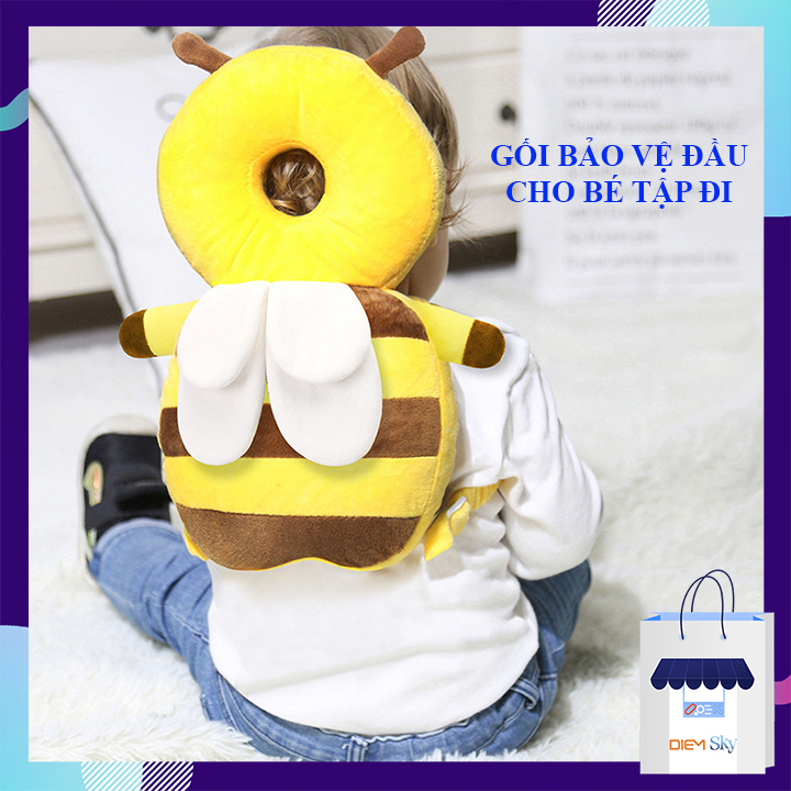 Mũ bảo vệ đầu cho bé chất liệu Cotton mềm mại thoáng khí có dây đeo êm ái, thoải mái, gối chống đập đầu cho bé tập đi, tập ngồi, tập bò...