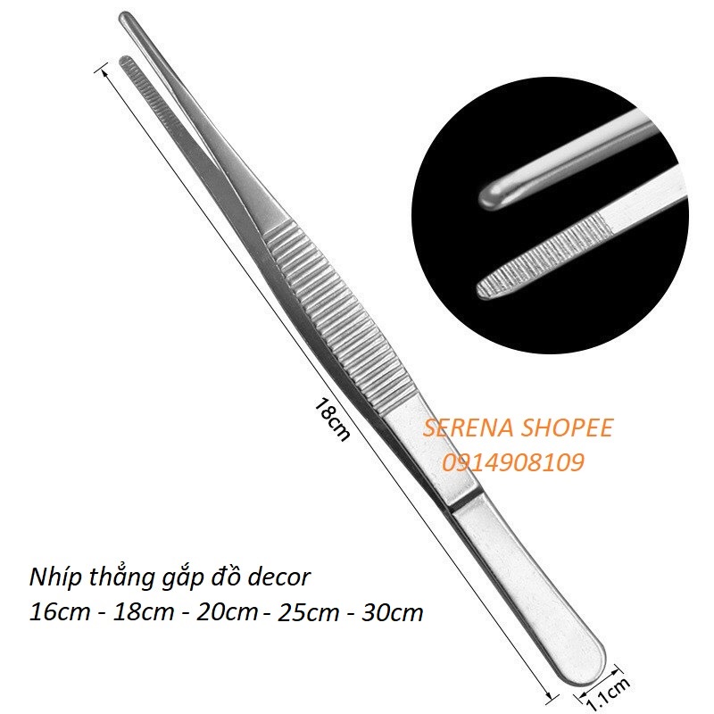 Nhíp gắp đồ decor trang trí chất liệu inox 304 16cm - 18cm - 20cm - 25cm - 30cm