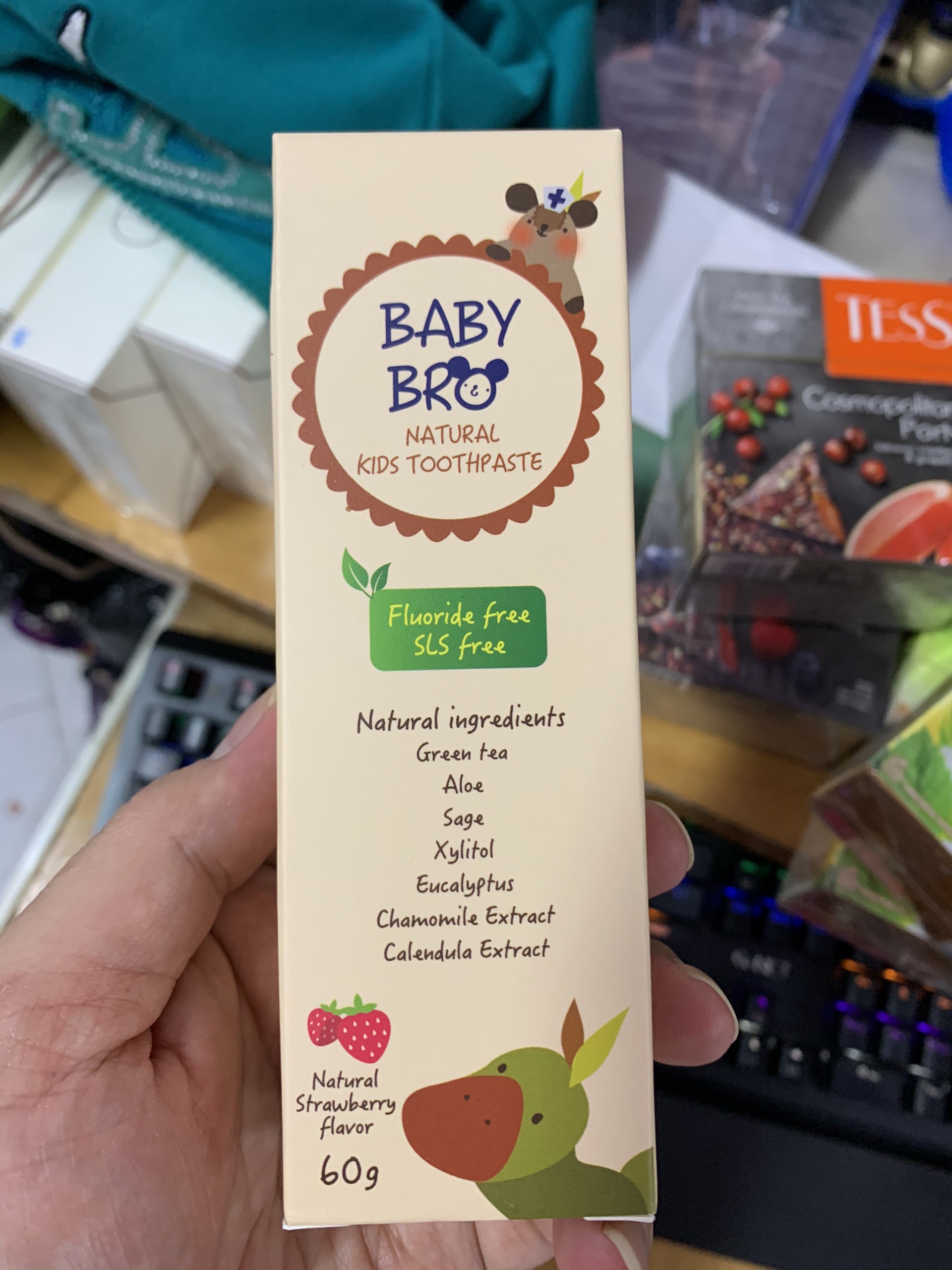 Kem đánh răng cho bé 🦊baby bro🦊 kem đánh răng hữu cơ nuốt được vị trái cây