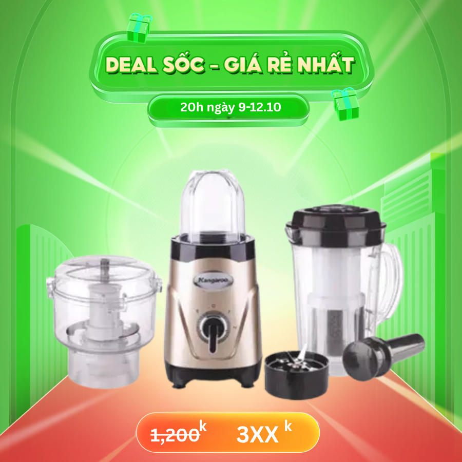 Máy xay sinh tố đa năng Kangaroo KG3B6M - lưỡi dao 4 cánh thép không gỉ - Hàng chính hãng