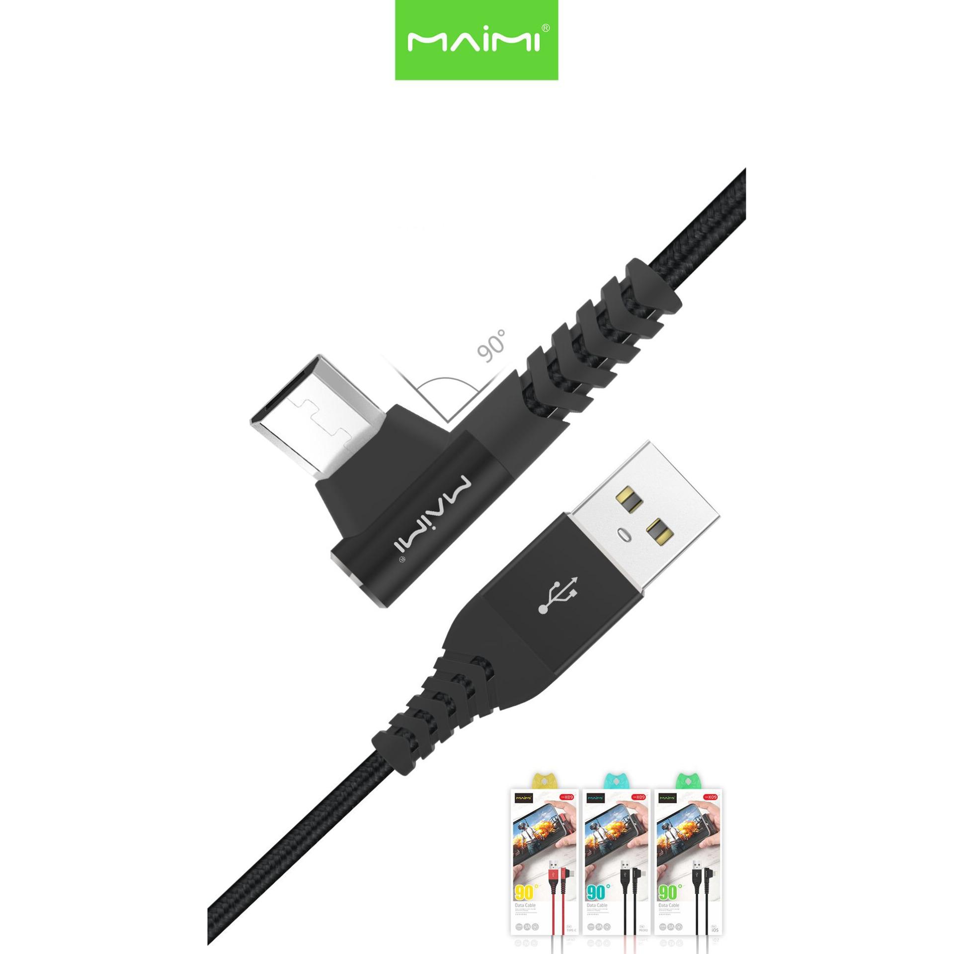 Cáp dữ liệu Maimi dây kim loại Vuông góc chống gập X09 - Micro