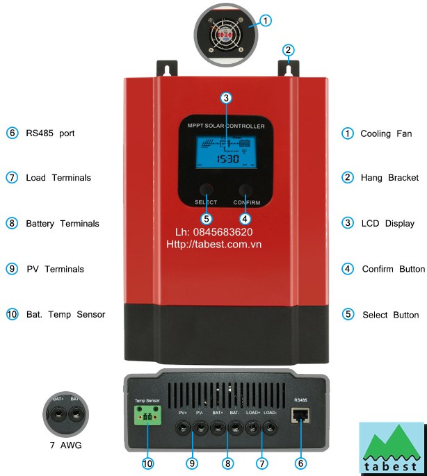 Bộ nạp chuyên cho pin Lithium MPPT 12/24/36/48V 40A Wifi
