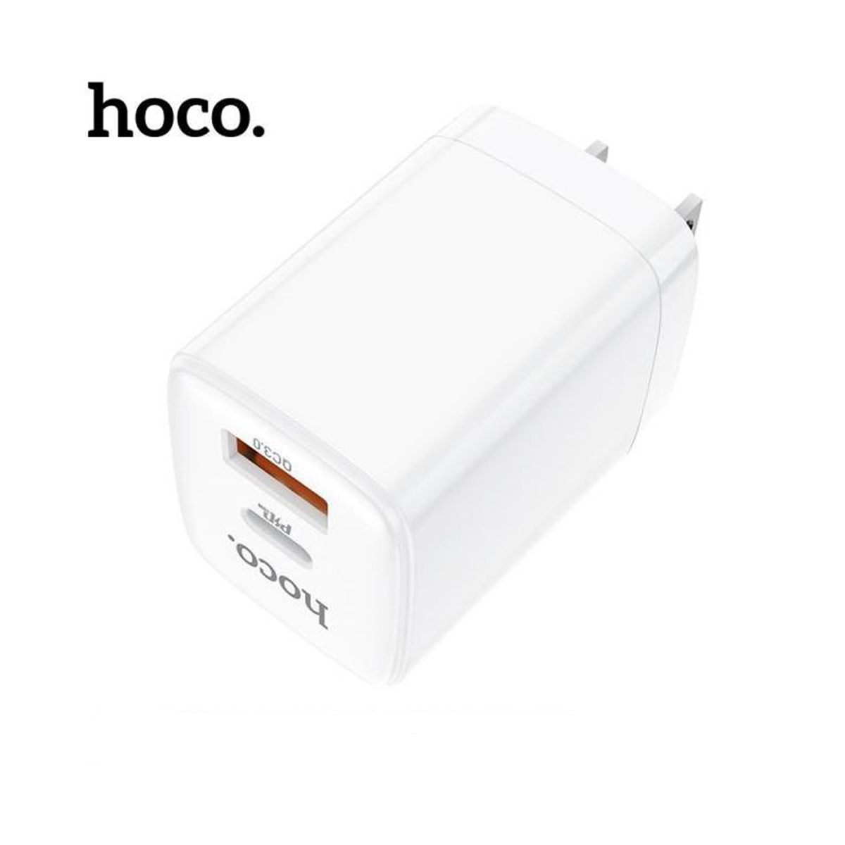 Củ sạc nhanh Hoco DC17 2 cổng kép ( Type-C + USB ) hỗ trợ PD 20W, sạc nhanh 3A, Quick Charger 3.0, tương thích với nhiều dòng thiết bị, chân cắm gấp gọn