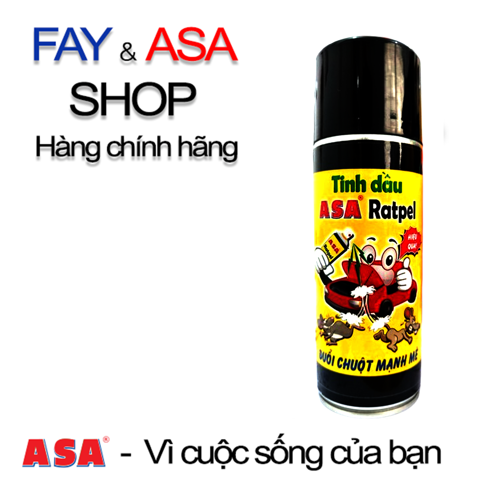 Tinh dầu xịt đuổi chuột asa ratpel aerosol cho xe hơi, ô tô 400ml