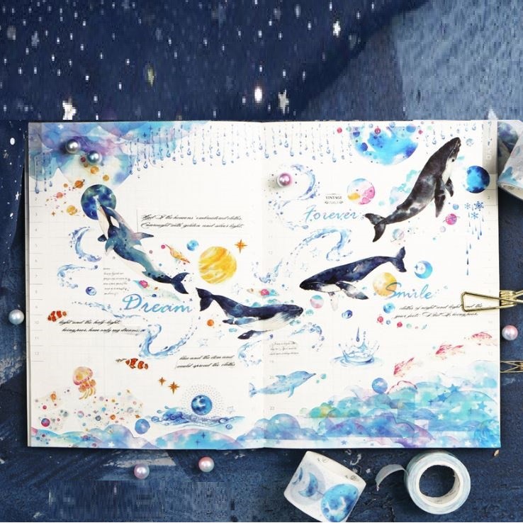 [HCM]Băng Keo Trang Trí Washi Tape Đại Dương Huyền Ảo ( Hình Ảnh Được Sắp Xếp Theo Thứ Tự Tên)