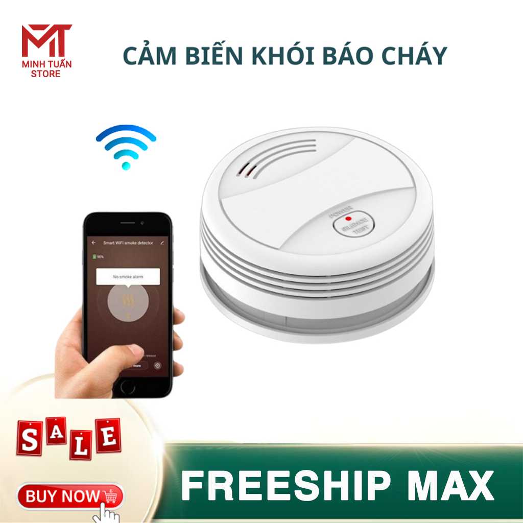 Cảm biến khói báo cháy kaw - tuya ,báo cháy độc lập, thiết bị báo cháy thông minh tự động phát chuông cảnh báo, âm thanh lớn 90db, dễ dàng lắp đặt