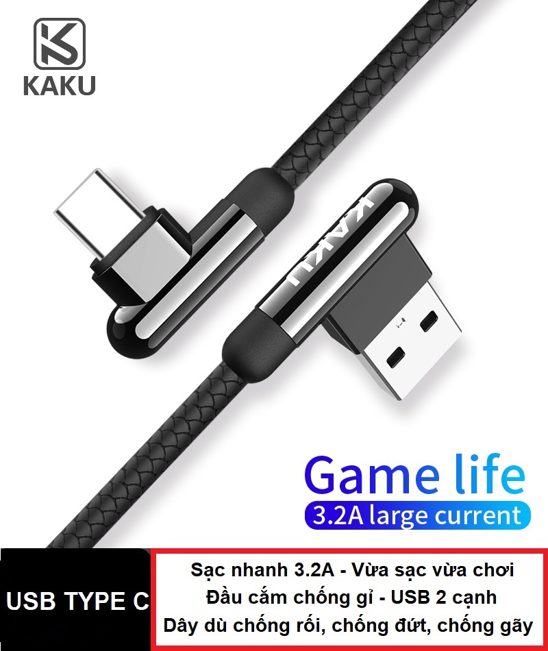 CÁP SẠC KAKU PD 60W TYPE C ĐẾN TYPE C