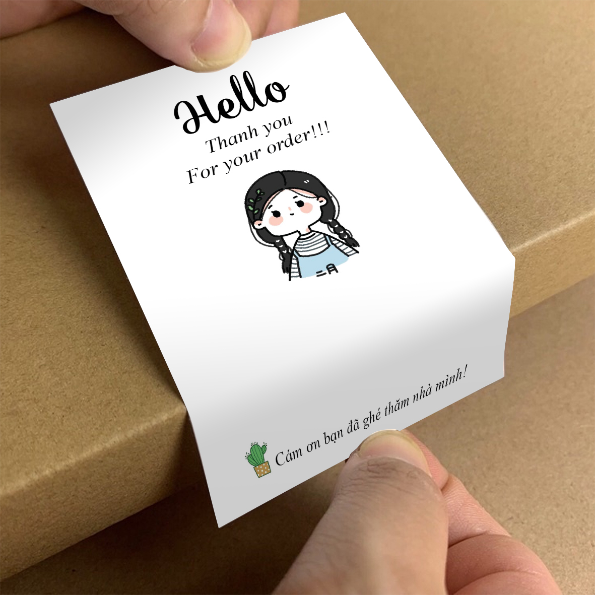 Nhãn dán set 50 sticker cám ơn dán hộp đóng gói - cute