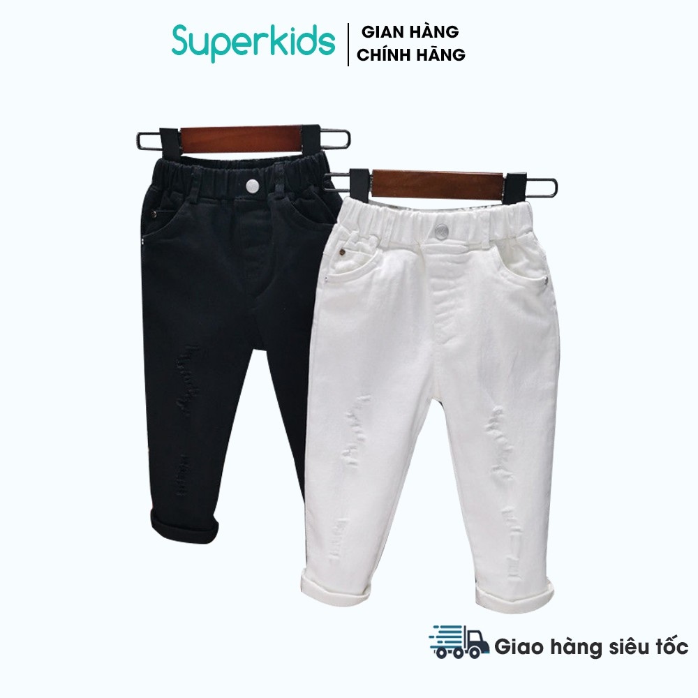 ▼ Quần kaki rách co giãn cho bé 10-25kg QATE441 quần jean bé trai bé gái Superkids
