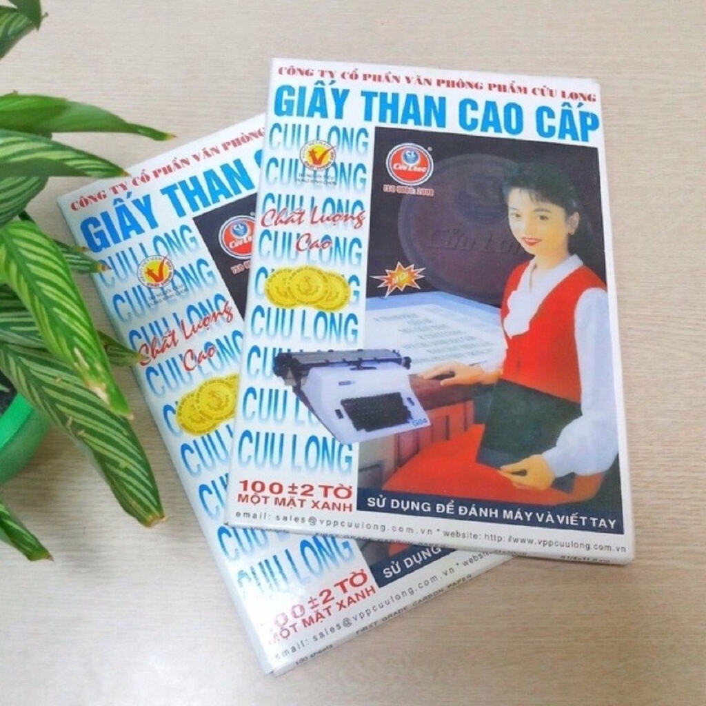 Giấy than cao cấp cửu long - tập 100 tờ màu xanh