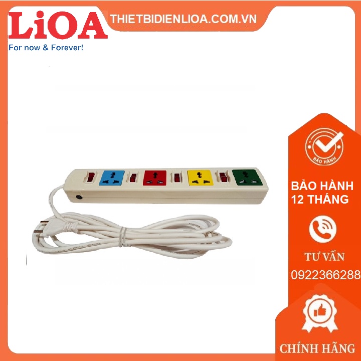 Ổ cắm kéo dài đa năng lioa 4 lỗ 2200w 10a 250a - 4d32wn / 4d52wn