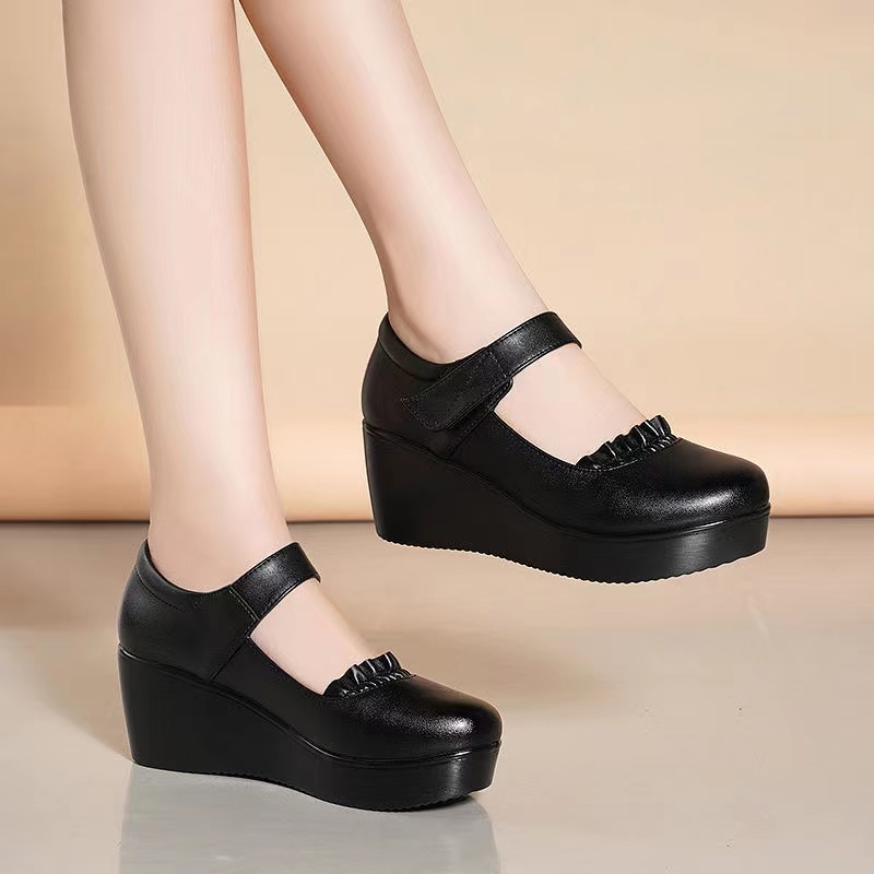 Phụ nữ Giày da công sở Phụ nữ Wedge cho Công sở Giày cao gót Wedge Sandals Phong cách Hàn Quốc Giày đế mềm Giày công sở chống trượt 2022 New