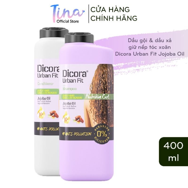 Dầu gội , dầu xả dành cho tóc xoăn Dicora Urban Fit chiết xuất tinh dầu Jojoba 400ml