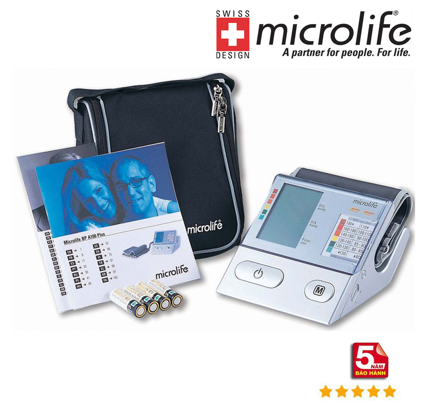 Máy đo huyết áp bắp tay microlife bp a100 plus - bảo hành 5 năm