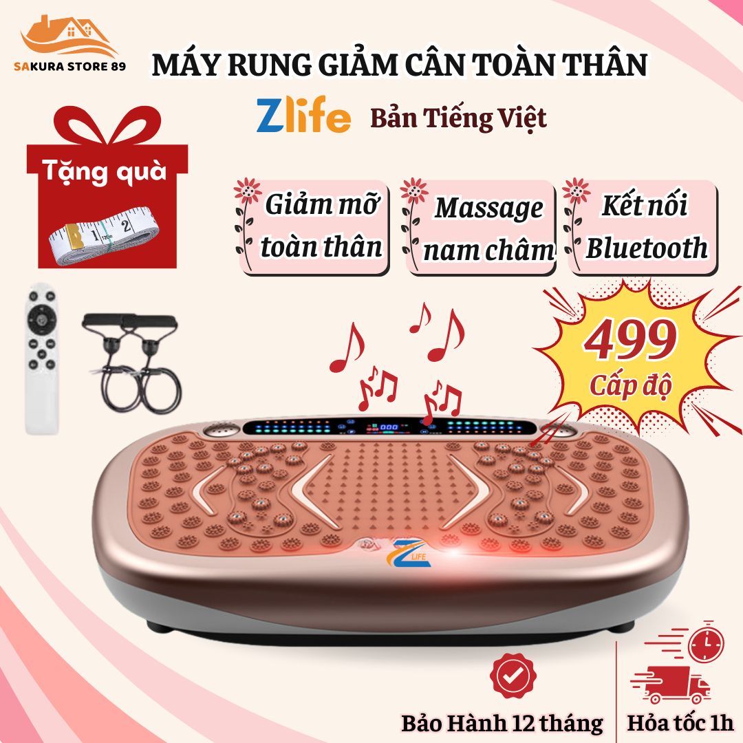 Máy giảm cân rung lắc toàn thân Zlife 499 cấp độ, Máy tập Gym massage bụng giảm mỡ có bluetooth