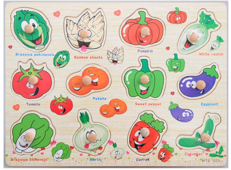 [HCM]Bảng gỗ ghép hình cao cấp loại đẹp ván dày có núm gỗ giúp bé học tiếng anh