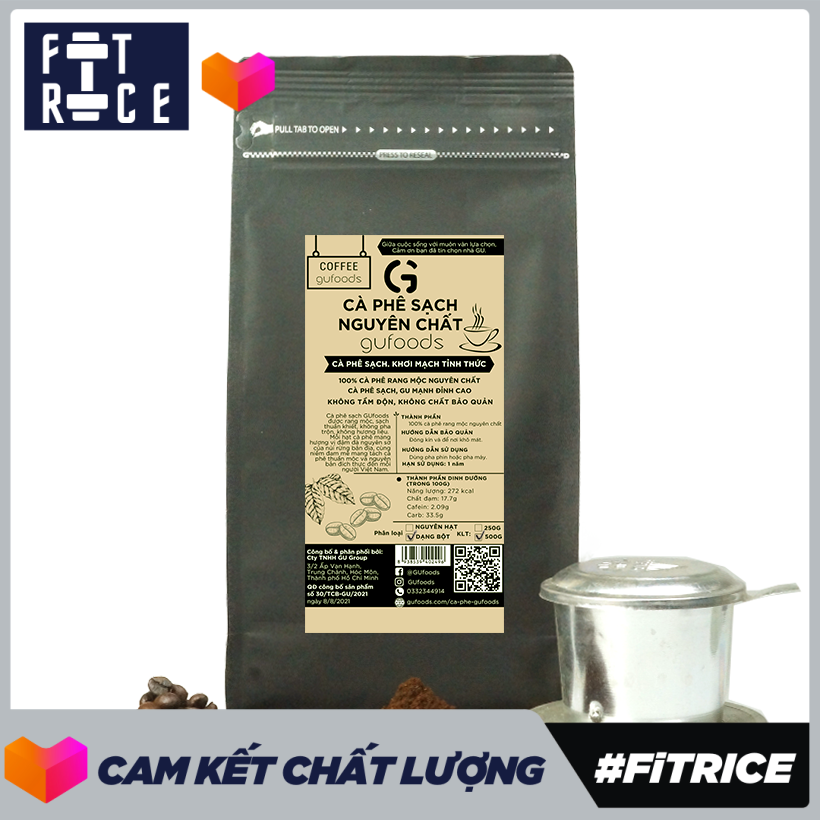 Cà phê sạch nguyên chất GUfoods - 100% Coffee Robusta Đăk Lăk - Cafe rang mộc, Gu mạnh đỉnh cao