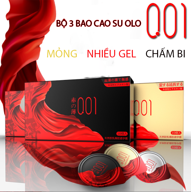 Bộ 3 Bao Cao Su Olo 10 Chiếc Đầy Đủ Các Tính Năng Siêu Mỏng, Tăng Thời Gian Quan Hệ, Nhiều Gel Bôi Trơn Và Có Chấm Bi, Giúp Cuộc Yêu Của Bạn Thăng Hoa, Mượt Mà Và Cảm Xúc (Giao hàng kín đáo)
