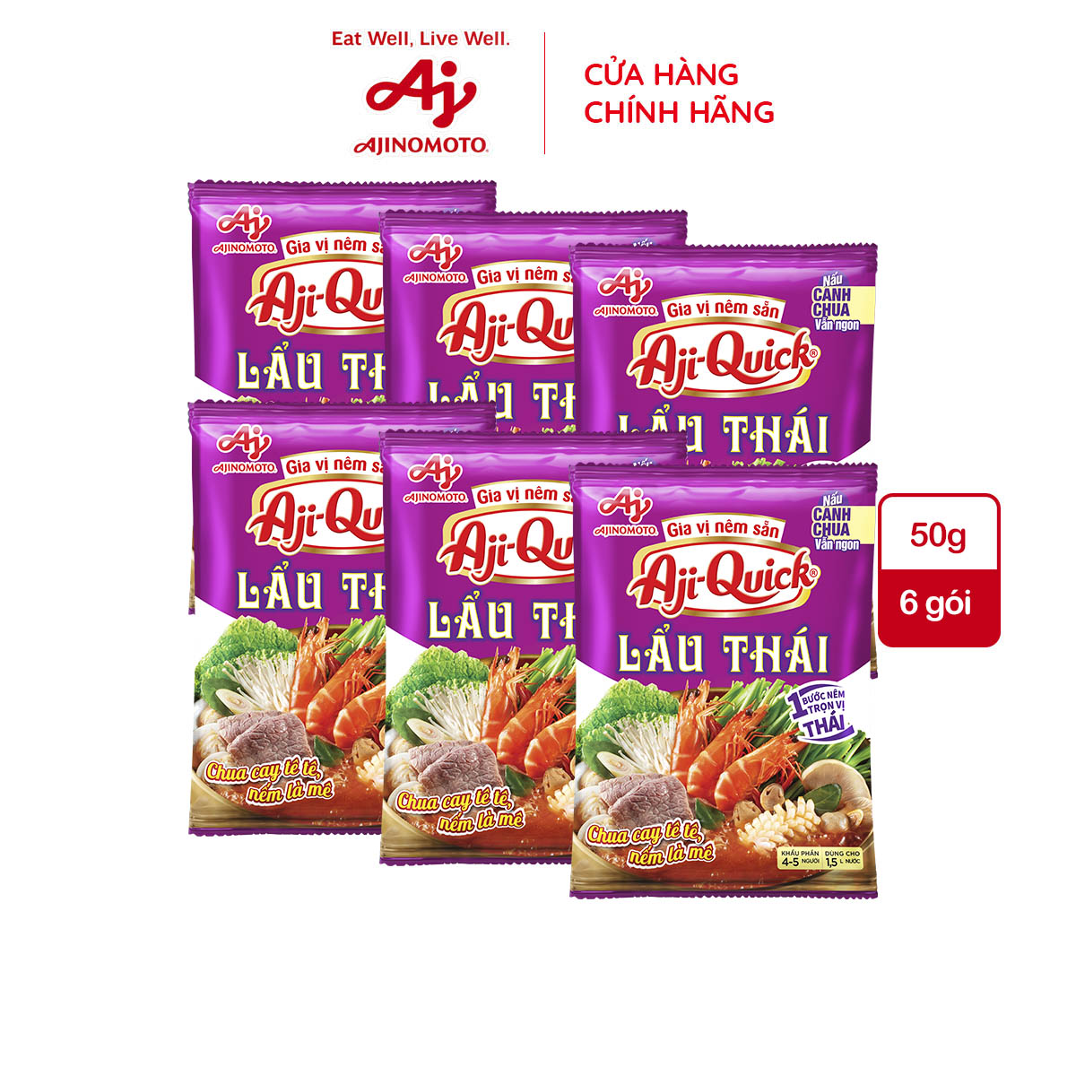 Combo 6 Gói Gia Vị Nêm Sẵn Aji-Quick® Lẩu Thái 50g/Gói