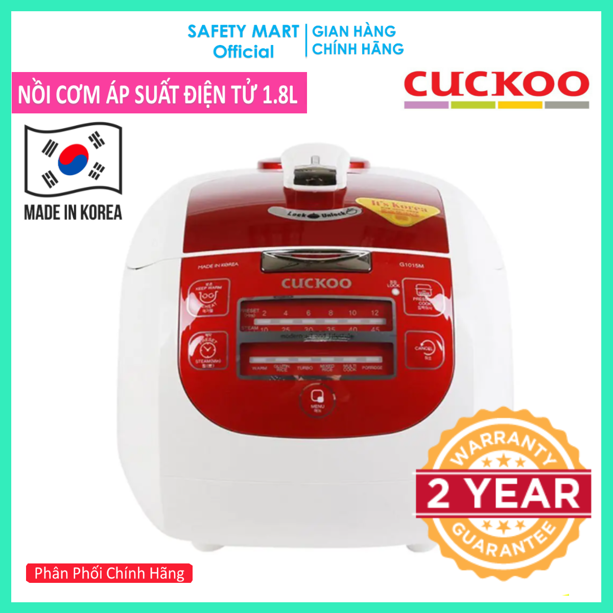 Nồi cơm áp suất điện tử cuckoo crp-g1015m - 1.8l - bảo hành 2 năm