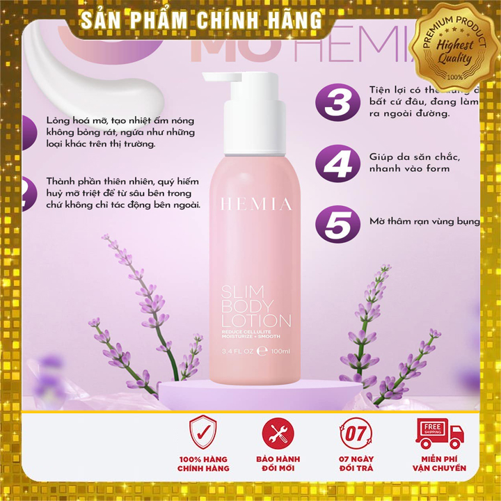 Kem tan mỡ hemia, kem hủy mỡ hemia massage lotion body