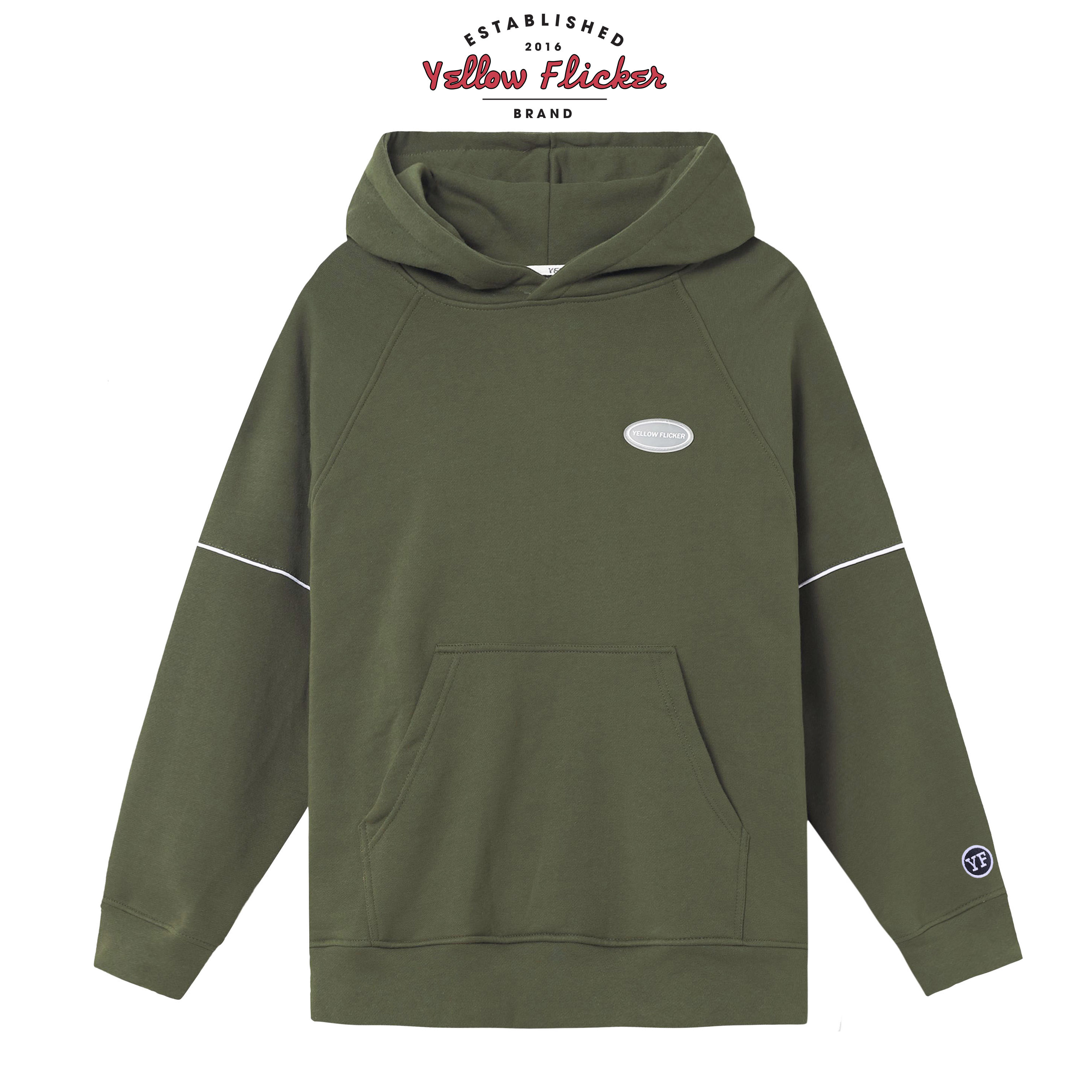 Áo hoodie yellow flicker raglan màu xanh rêu unisex