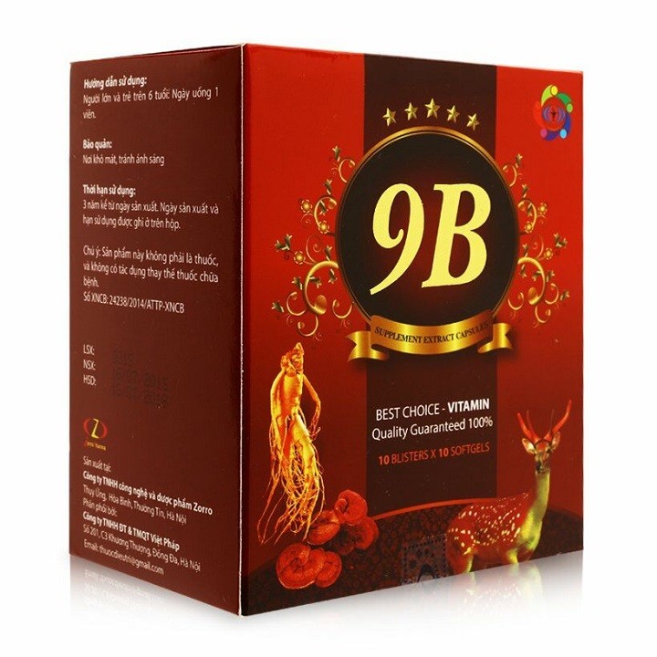 Viên uống bổ nhân sâm Vitamin 9B - Bồi bổ cơ thể , tăng cường sức đề kháng , tăng cường miễn dịch , kích thích ăn ngon - Hộp 100 viên