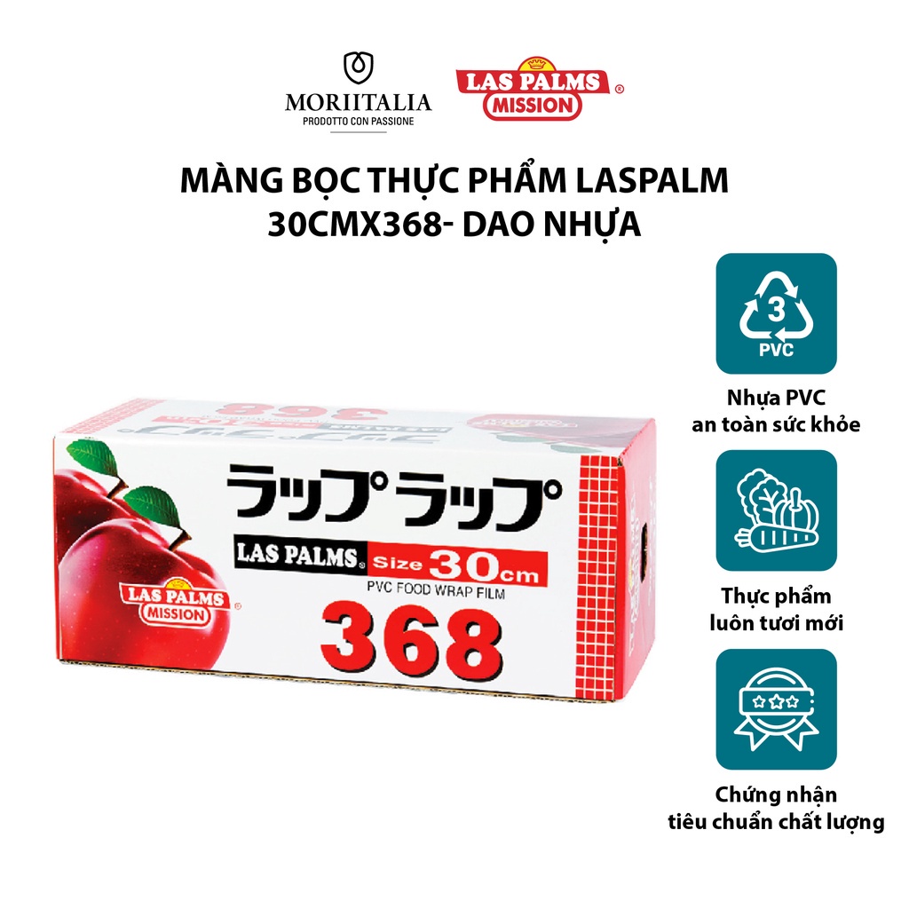 Màng bọc thực phẩm Laspalm chính hãng có dao nhựa Moriitalia 30cmx250m MBTP00006026