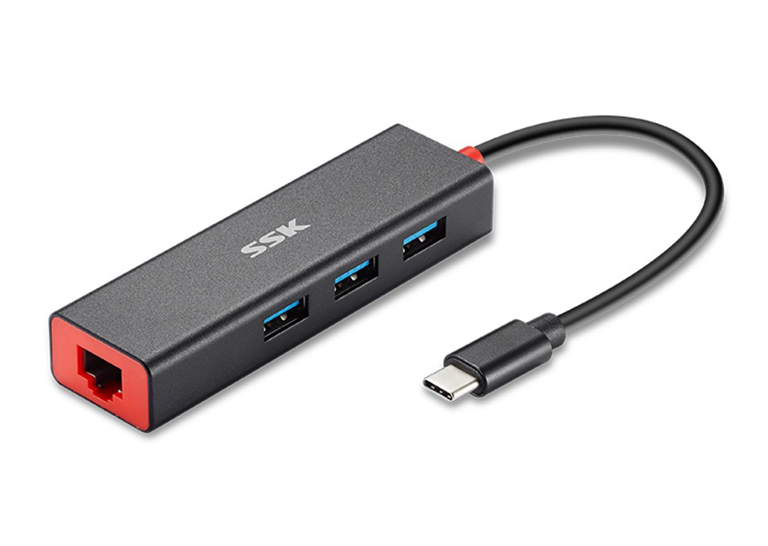Thiết bị otg type c ra usb 3.0 ssk shu c540 hỗ trợ cổng lan rj45