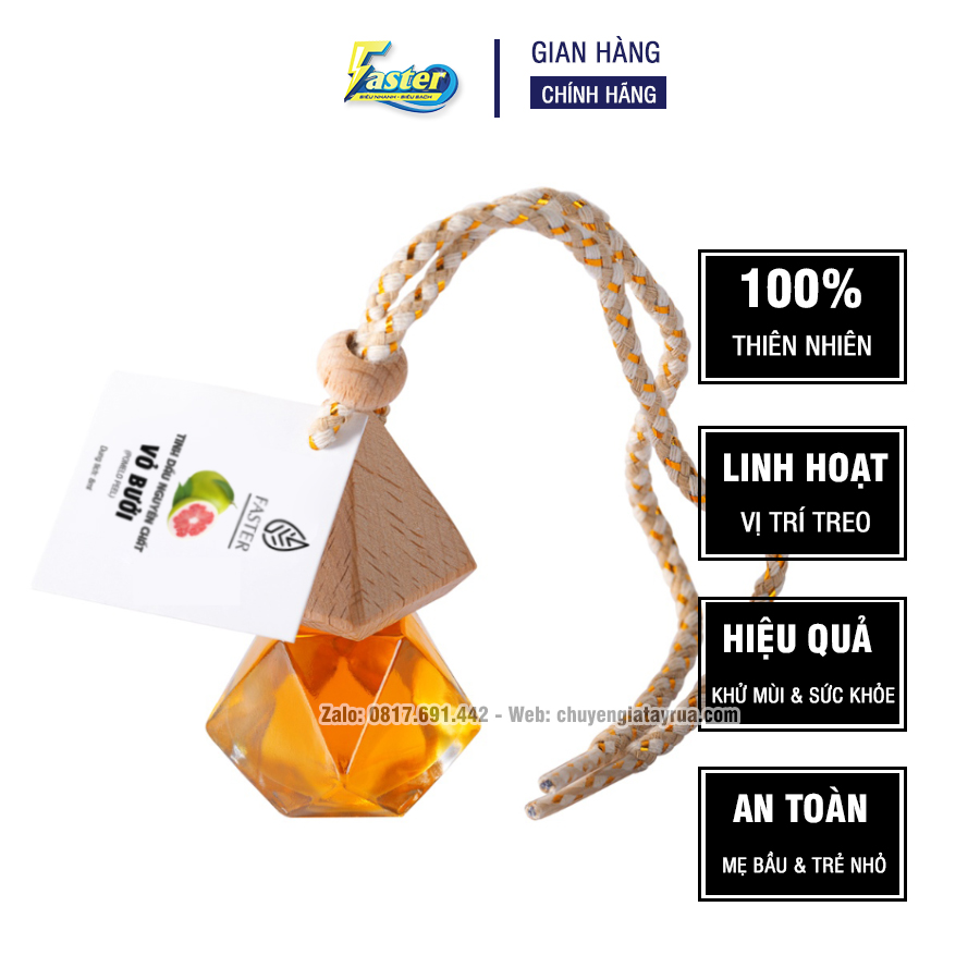 Tinh dầu thiên nhiên Vỏ Bưởi Pomelo Peel thơm phòng, treo xe hơi, thư giãn tinh thần, treo tủ quần áo, đuổi muỗi 8ml