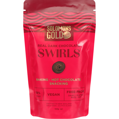 VIÊN SOCOLA ĐEN - TRÒN TRANG TRÍ / LÀM BÁNH - PHA HOT CHOCOLATE Solomons Gold Real Dark Chocolate Swirls, 150g