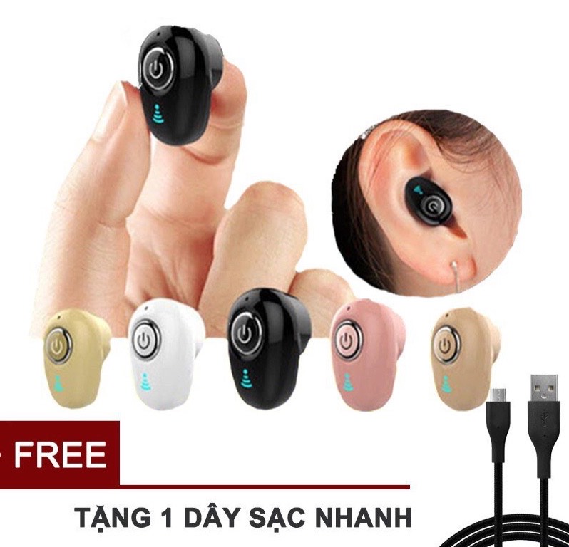 Tai nghe bluetooth mini s650 có míc - không dây - nhỏ gọn - chống ồn - chống nước - tặng dây sạc nhanh 55k