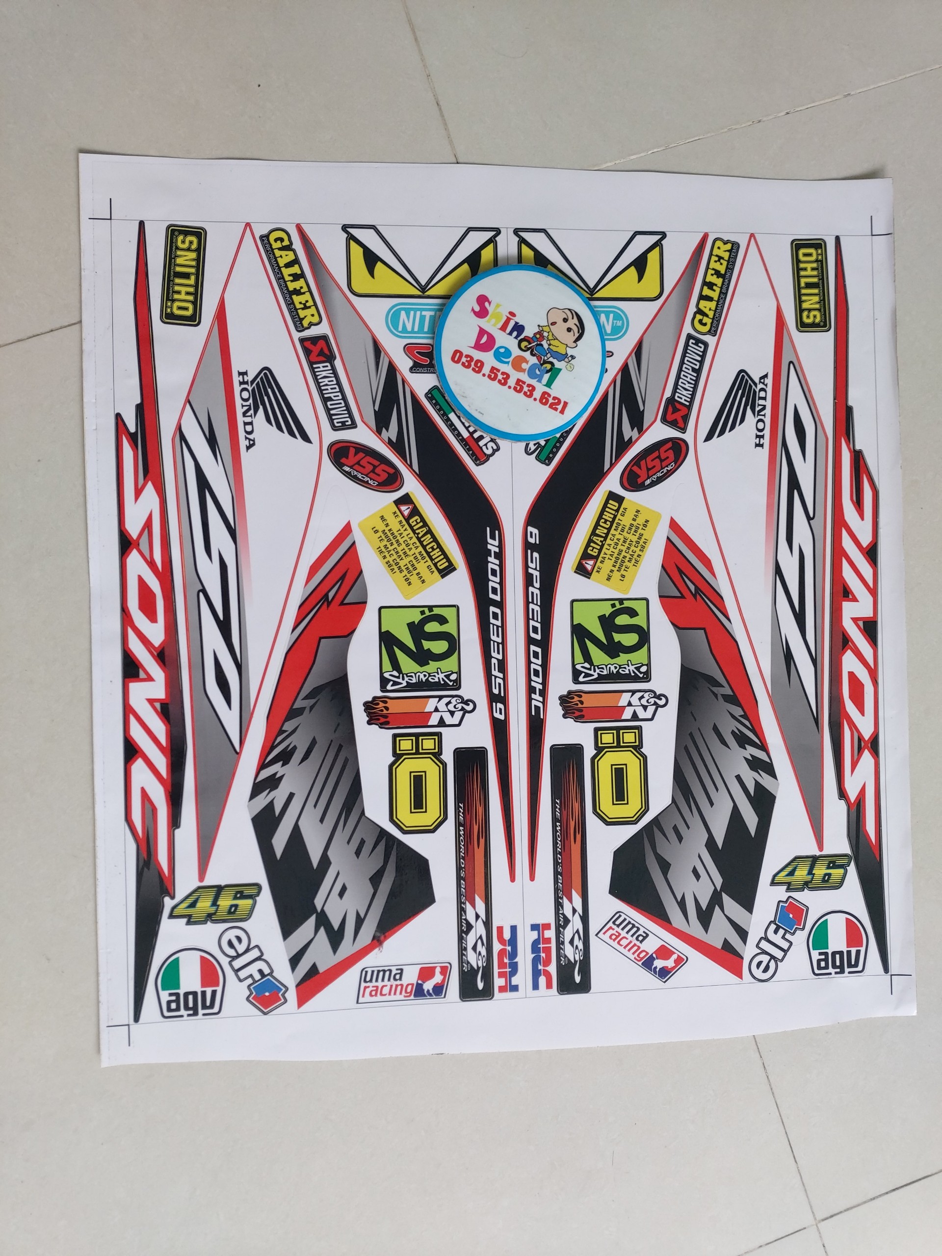 Tem xe sonic 150 chữ tàu