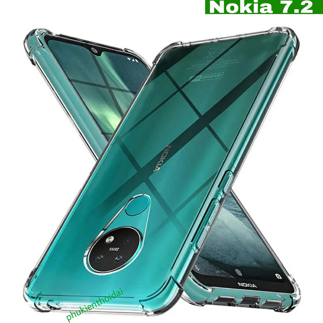 Ốp lưng Silicon Nokia 7.2 trong suốt lồi 4 góc cao cấp lâu ố vàng