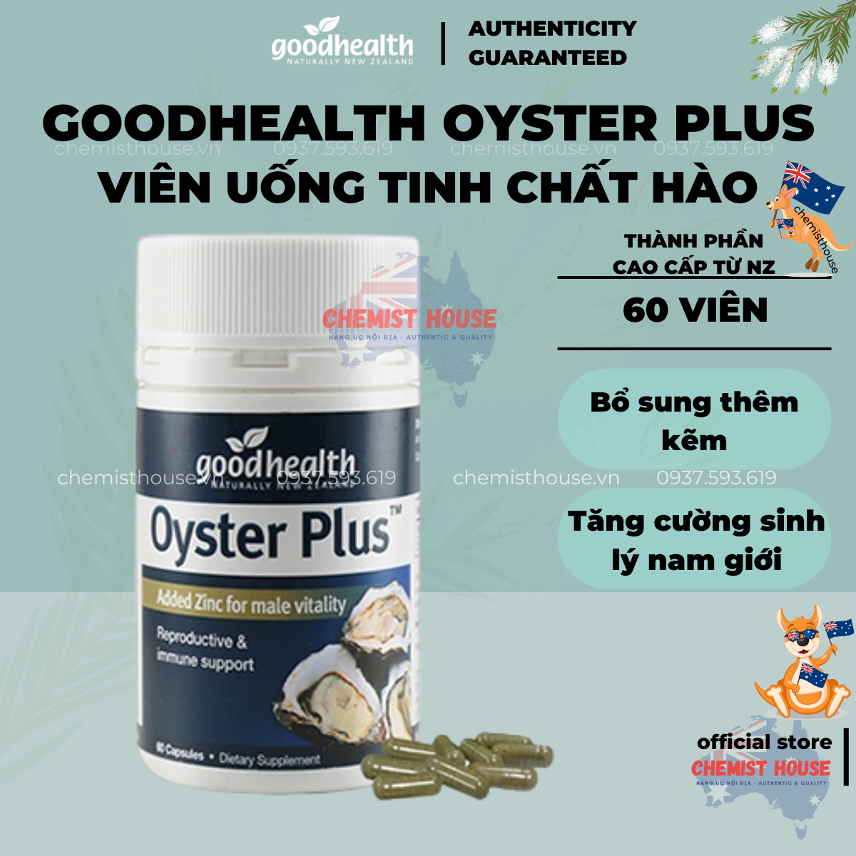 [Hàng Chuẩn ÚC] Good Health Oyster Plus - Viên uống tinh chất hàu 60 viên