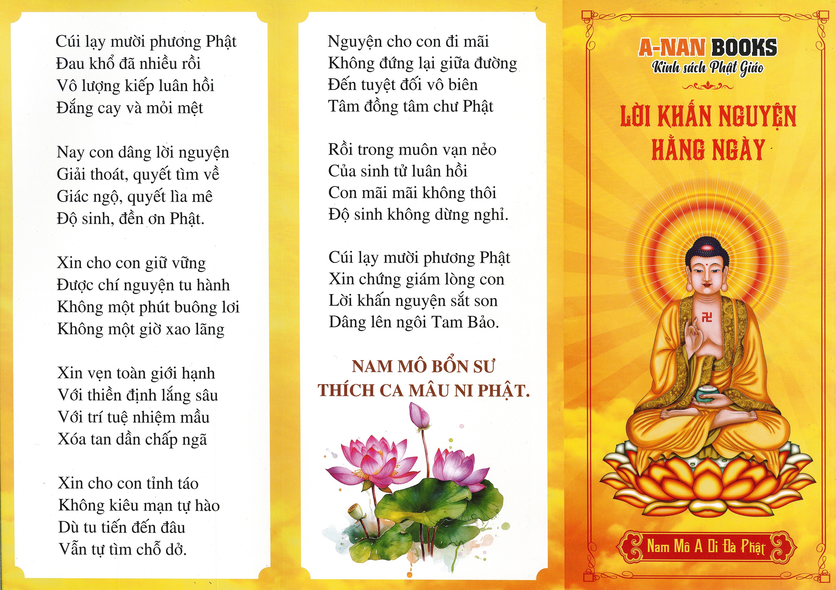 TO494 - TỜ KINH LỜI KHẤN NGUYỆN HẰNG NGÀY 2 MẶT MẪU ANAN