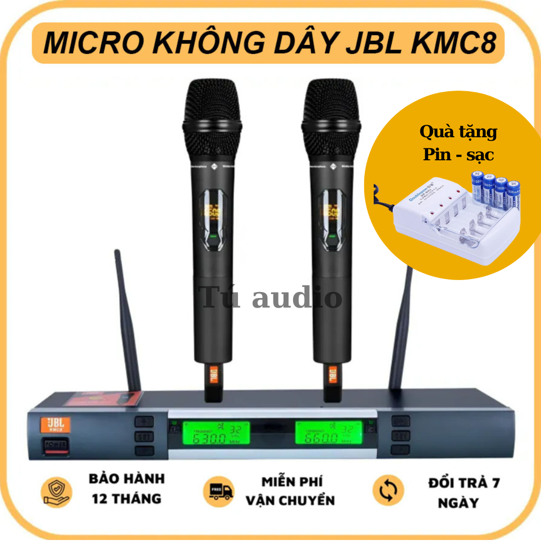 Micro không dây cao cấp jbl kmc8 - đầu thu phát ổn định - tần sóng uhf - đầu mic lọc tiếng cực tốt
