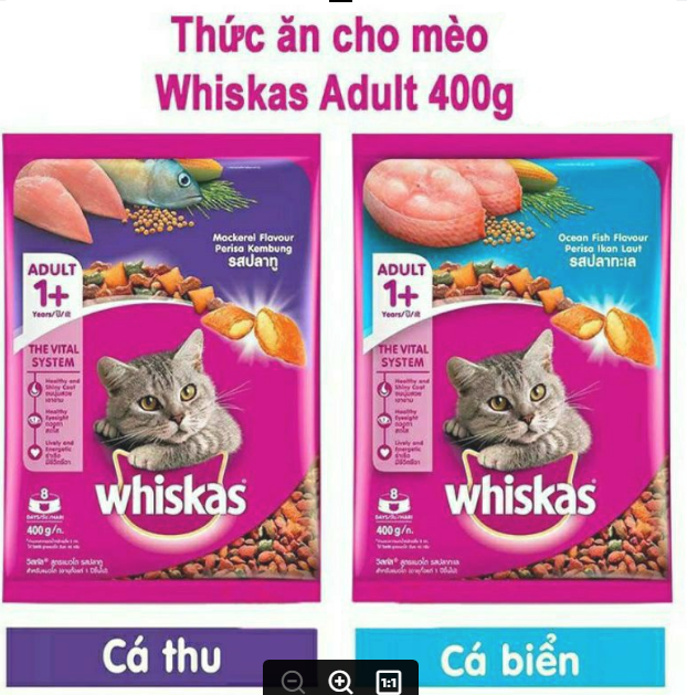 Thức ăn hạt khô mèo lớn whiskas 400g