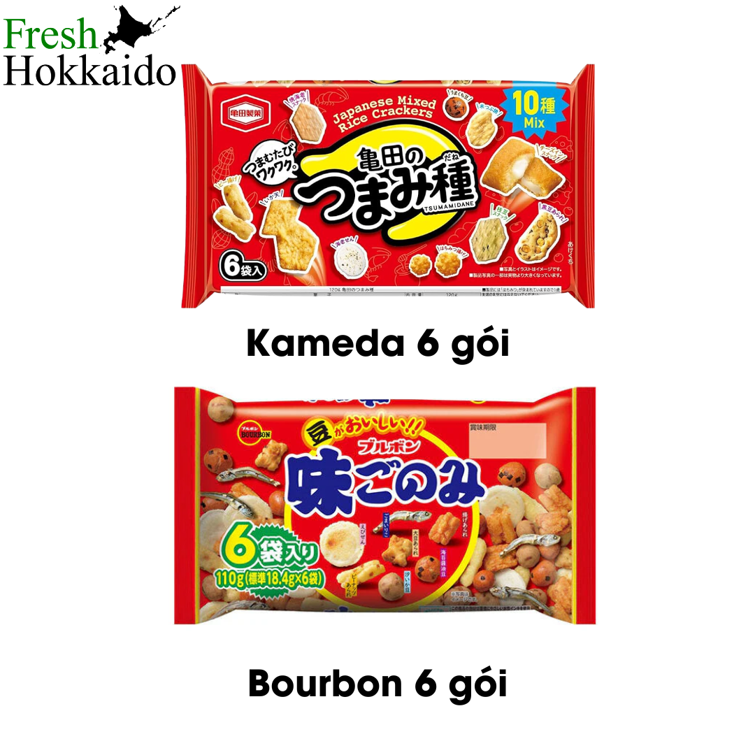 Snack ăn vặt nhiều loại Kameda/Bourbon cao cấp - bánh gạo nhiều hình dạng, nhiều vị thơm ngon dinh dưỡng Nhật Bản