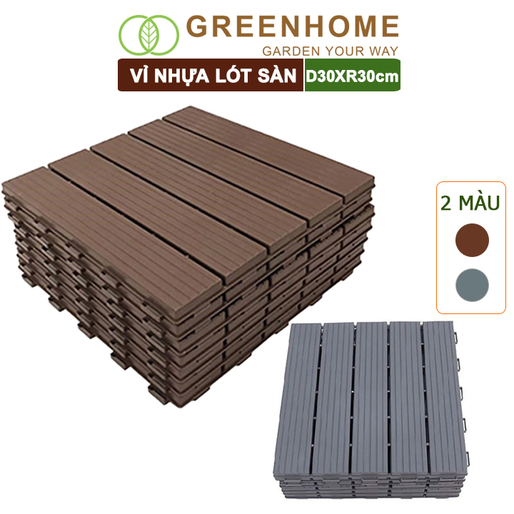 Bộ 5 Vỉ nhựa lót sàn, D30xR30cm, 5 nan, Greenhome, hàng xuất khẩu