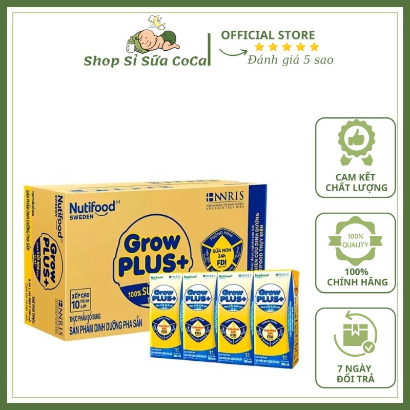 Growplus Vàng 180ml Sữa Non Nutifood thùng 48 hộp pha sẵn