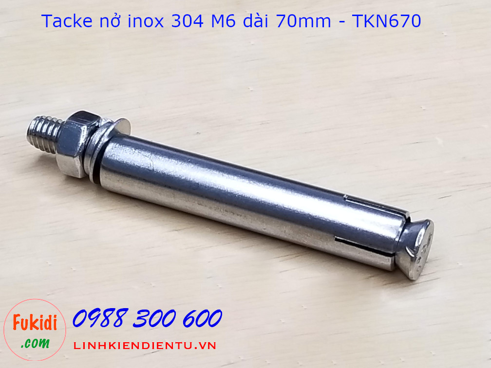 4 cái tắc kê nở, bu lông nở inox 304 M6, M8 chiều dài 70mm dùng gắn móc treo xích đu, móc treo ghế, treo võng - TKN670, TKN870