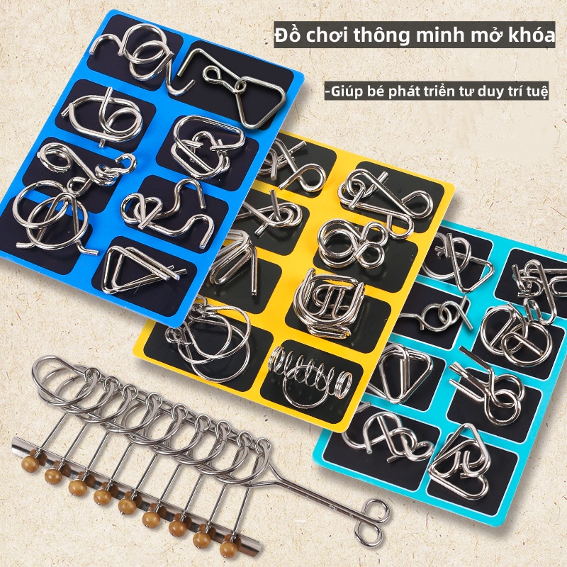  Bộ đồ chơi mở khóa thông minh 8 pcs cho bé loại đồ chơi IQ thử thách trí não giúp bé phát triển tư duy trí tuệ-đồ chơi thông minh mở khóa 