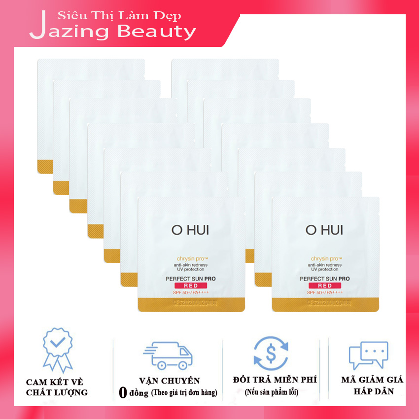 [Hỗ Trợ Ship + Hoàn Tiền 12%] Combo 15 Gói Kem Chống Nắng Cải Thiện Nếp Nhăn Ohui Sun Pro Red SPF 50+/PA+++1ml x 15