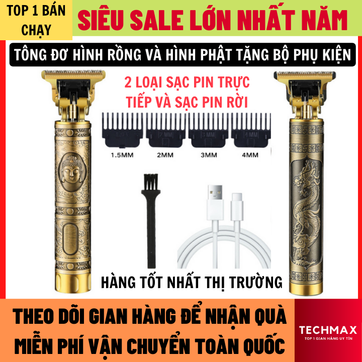 Tông đơ cắt tóc hình rồng và hình phật sạc trực tiếp và sạc ngoài có tặng kèm 4 đầu kích cỡ khác nhau chất liệu tốt bảo hành 12 tháng, tông đơ cắt tóc loại tốt, tong do cat toc chuyên nghiệp