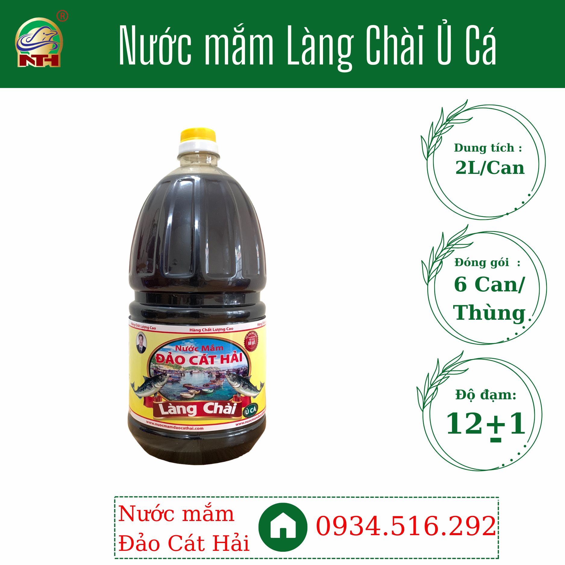 Nước mắm Làng Chài Ủ Cá can 2L - Kho nấu tiết kiệm hơn, dành cho kênh nhà hàng